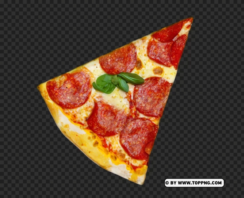 Pepperoni Pizza Slice Top View Transparent PNG image with no background