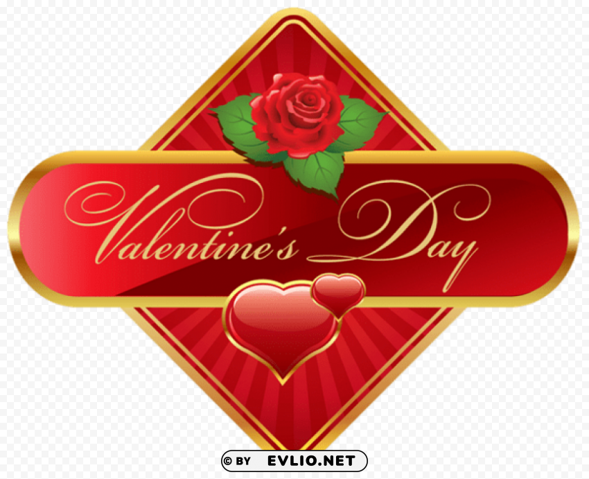 valentines day label with rosepicture Isolated Element in Transparent PNG