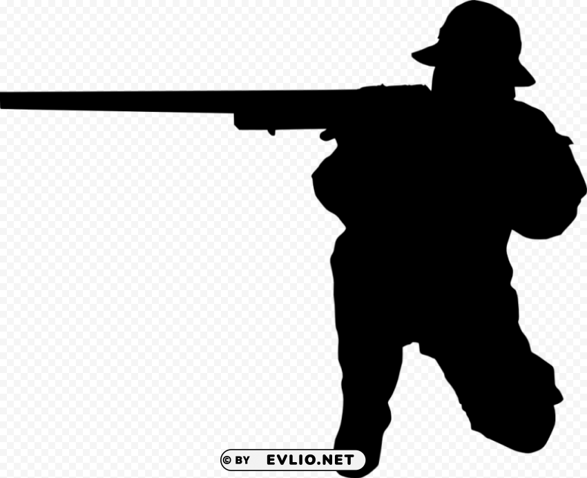 Sniper Shooter Silhouette Transparent Background PNG Isolated Element