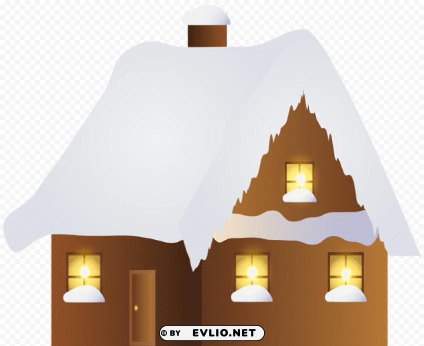 brown winter house Clean Background Isolated PNG Image