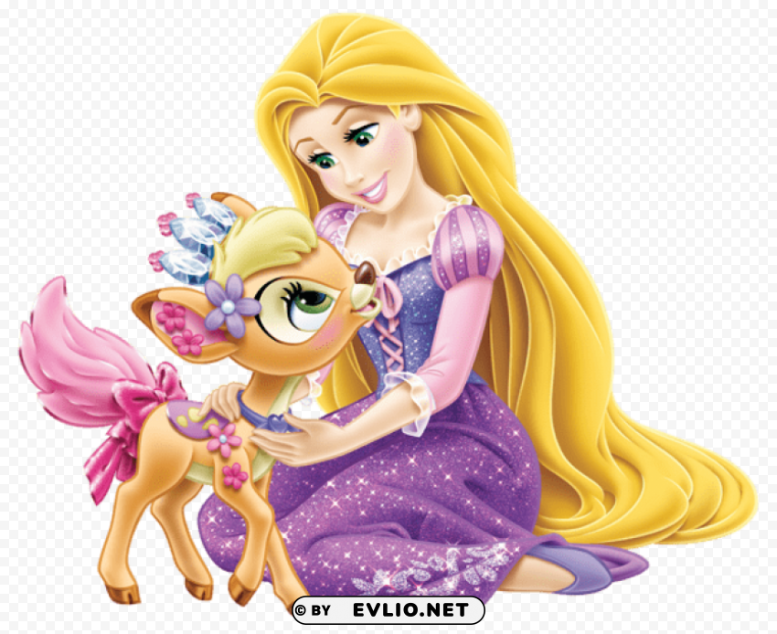 disney princess rapunzel with little deer transparent PNG Graphic with Clear Isolation