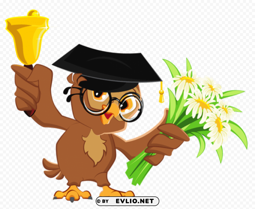 owl with school bellpicture High-resolution PNG