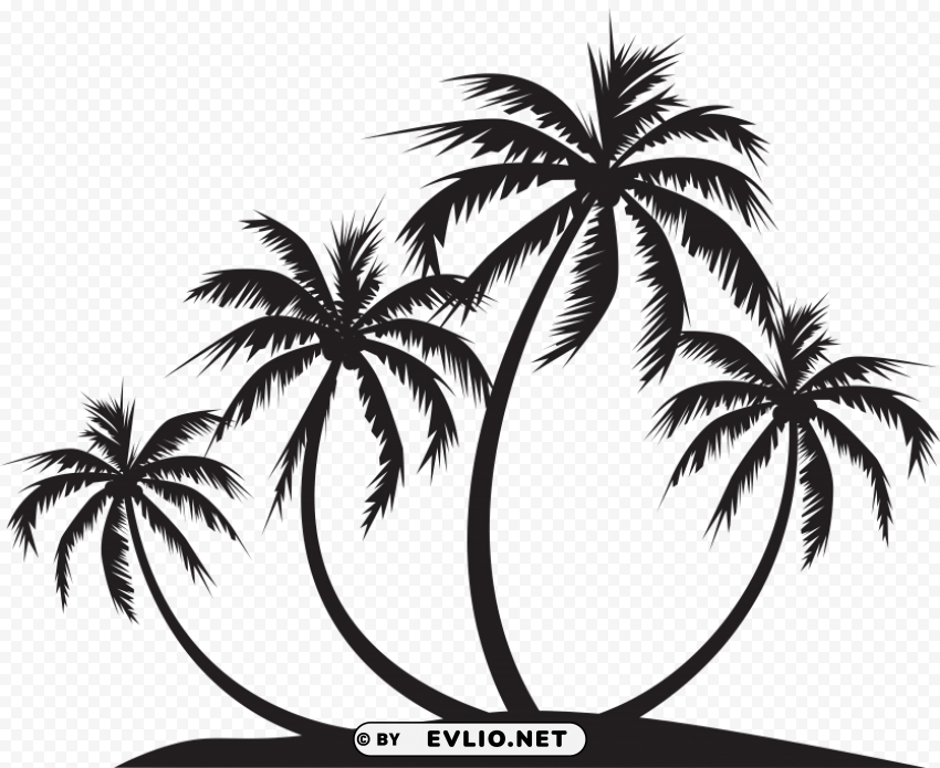 palm island silhouette Transparent PNG Object Isolation