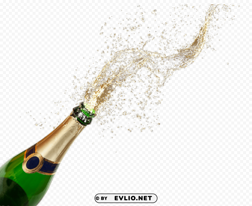 sparkling wine from a bottle Transparent Background PNG Isolated Illustration