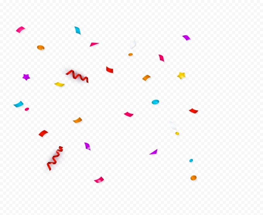 Confetti Illustration with Serpentine Streamer Isolated Character on Transparent PNG