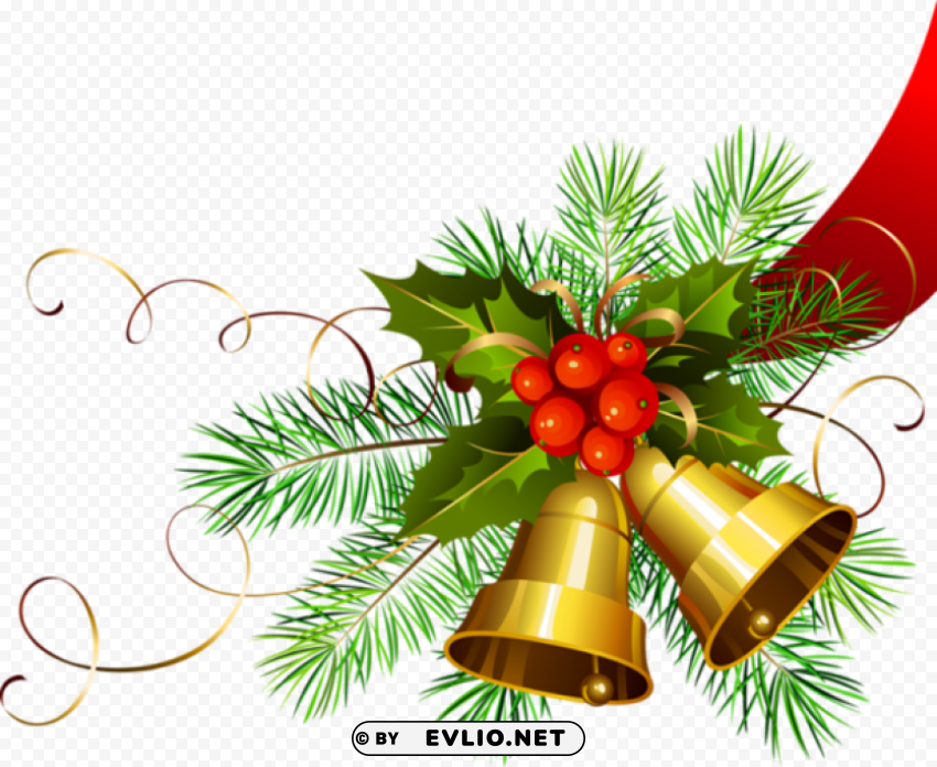  christmas gold bells PNG transparent images for printing