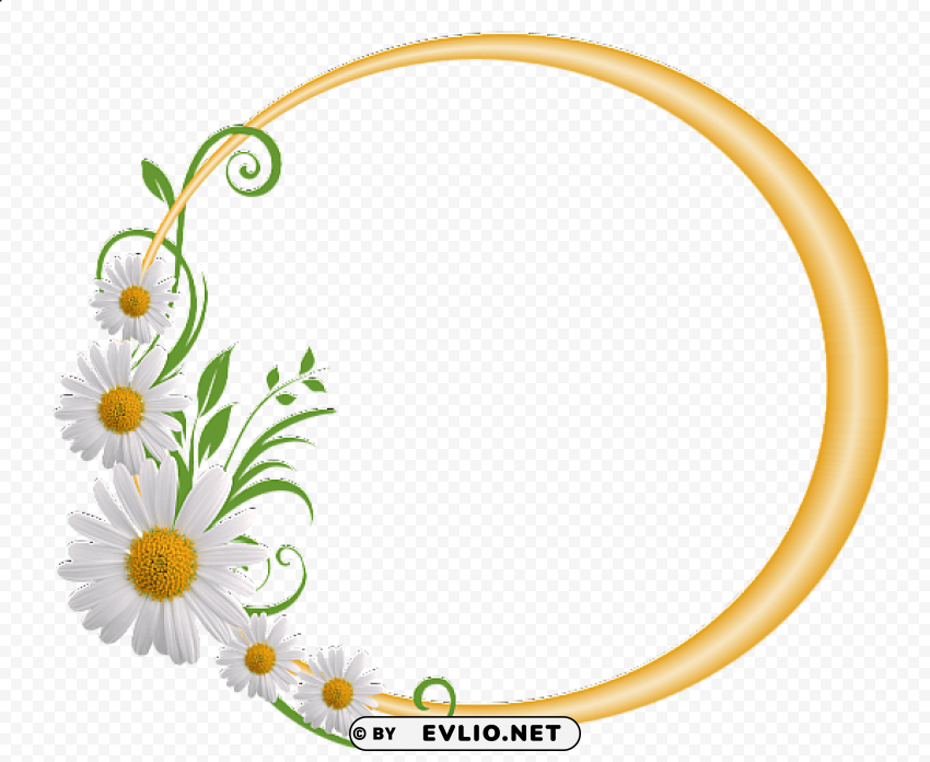 yellow round frame with daisies Transparent PNG pictures archive