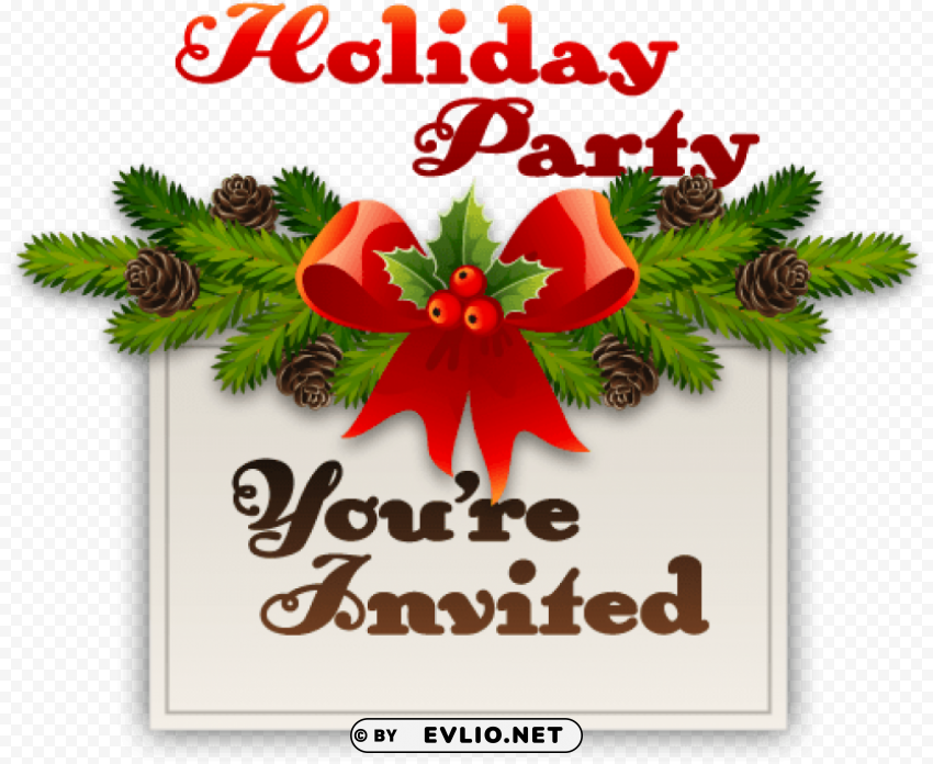 you re invited to our holiday party Transparent Cutout PNG Isolated Element