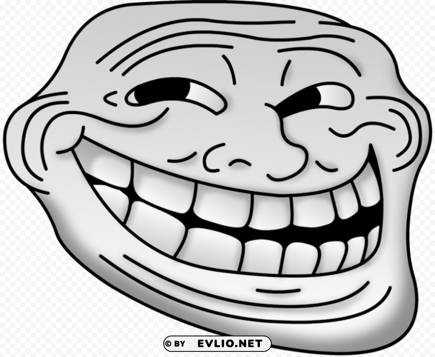 Transparent background PNG image of filled troll face PNG files with clear backdrop collection - Image ID 86585f43