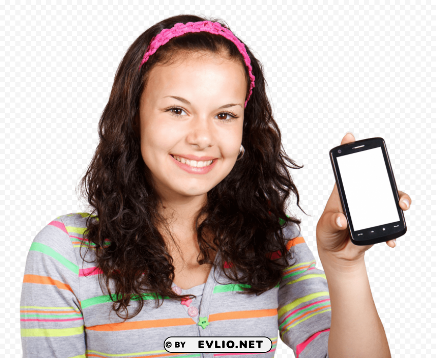 Girl With Mobile Phone PNG Transparent Stock Images