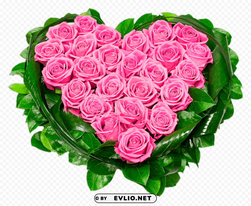 heart of pink rosespicture Isolated Element with Transparent PNG Background