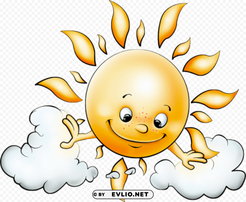 sun with clouds free Transparent Background PNG Isolated Graphic