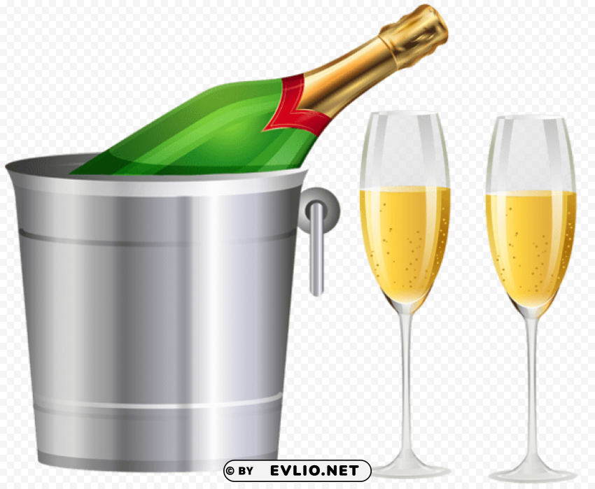champagne bottle and glasses HighResolution Transparent PNG Isolated Item