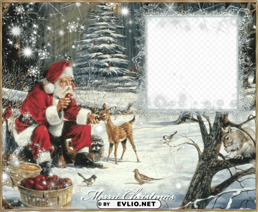 christmasframe with santa PNG transparent stock images