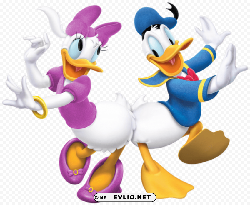 donald duck and daisycartoon Isolated Artwork in Transparent PNG Format