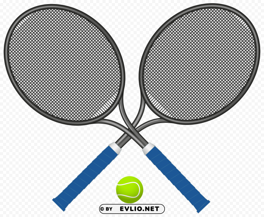 tennis rackets with ball PNG Graphic Isolated on Clear Backdrop