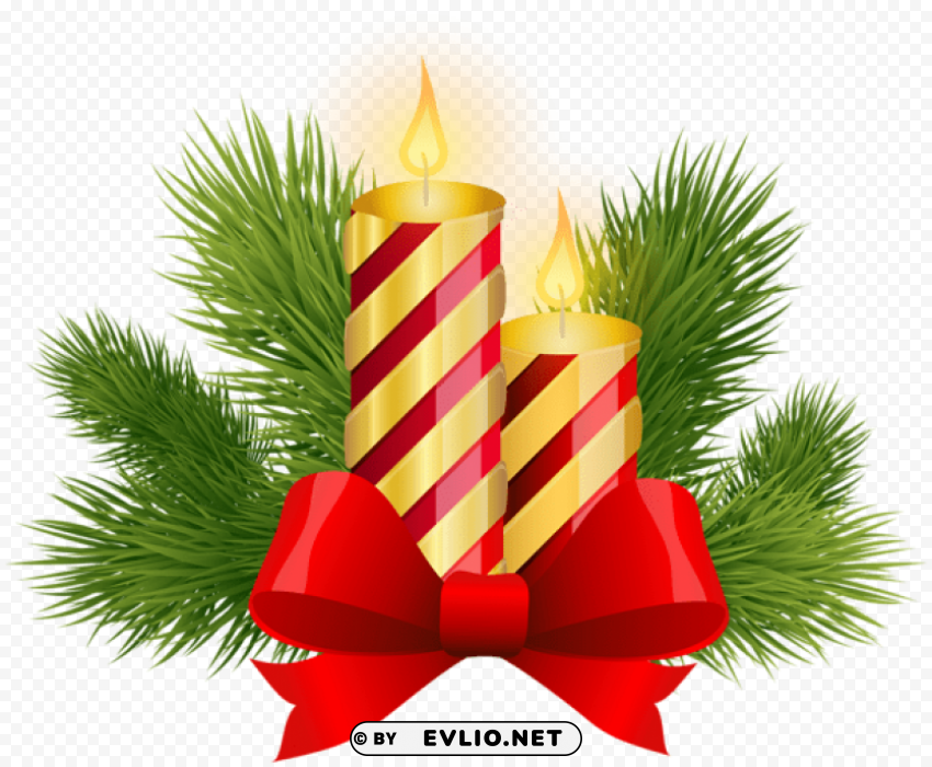 christmas candles decor PNG with alpha channel