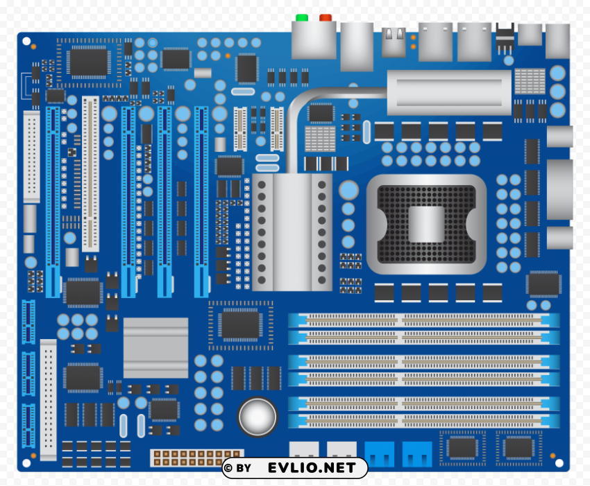 Blue Computer Mainboard PNG Files With No Background Free