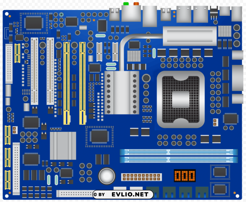classic blue computer mainboard PNG files with no royalties