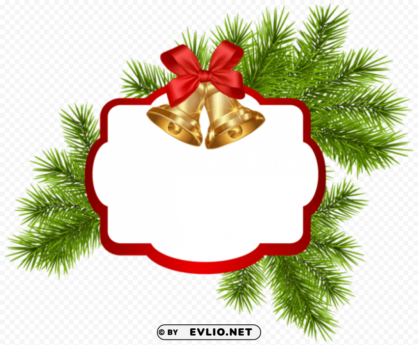 christmas white blank decor with bells PNG images with transparent space