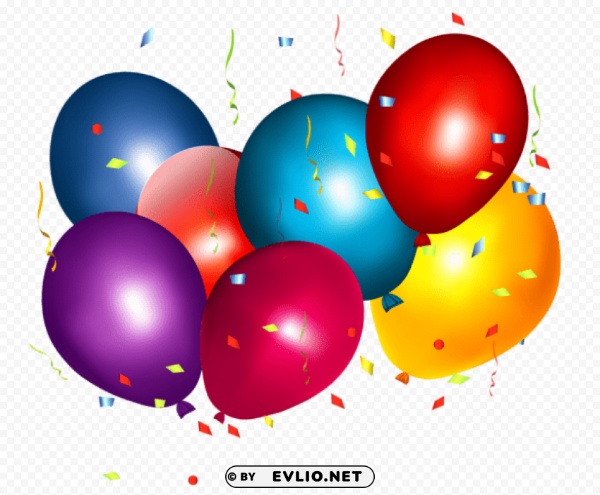 colorful balloons with confetti clipar PNG images with clear alpha layer