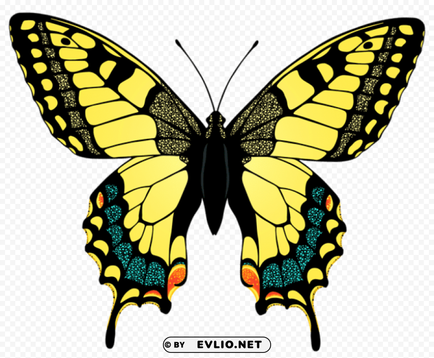 Yellow Butterfly Transparent PNG Graphics Variety
