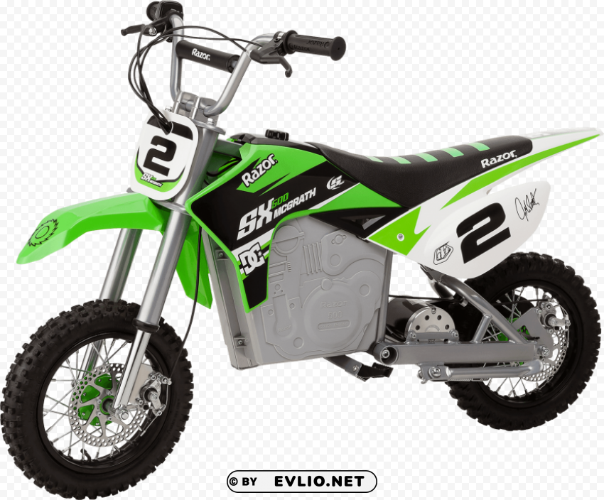 green razor dirt bike Clean Background Isolated PNG Character