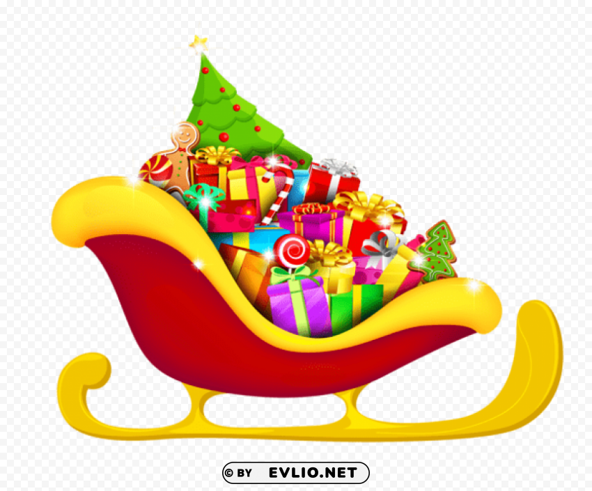 christmas red sled with s Transparent PNG picture