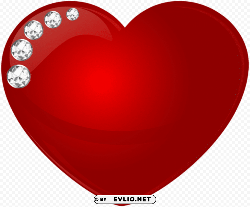 Heart With Diamonds Isolated Artwork On Transparent Background