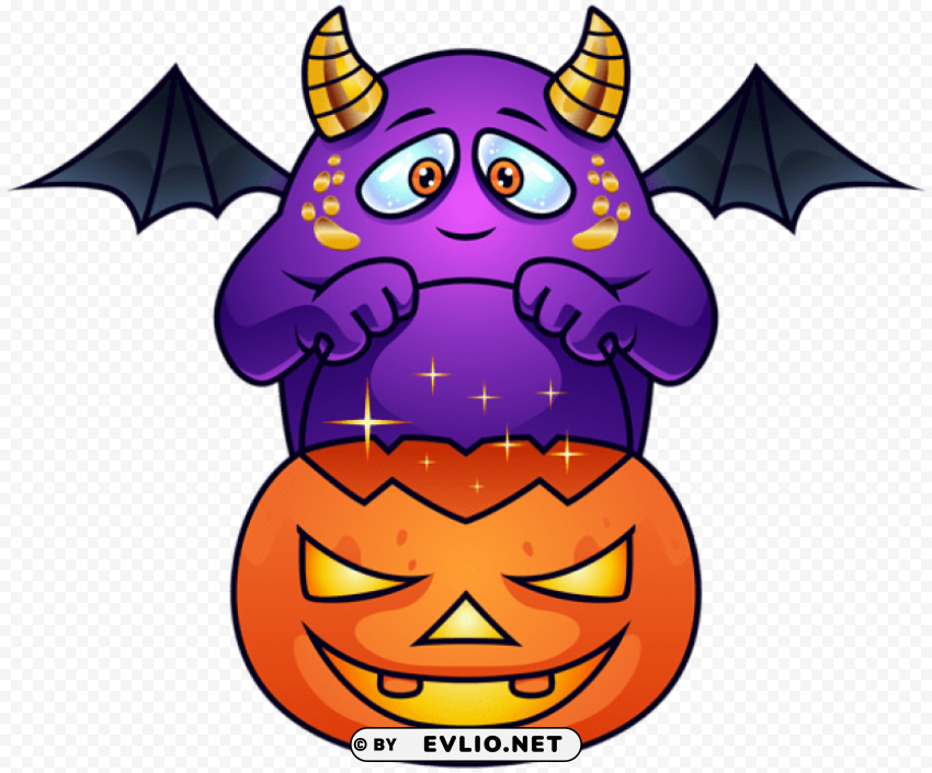 purple halloween monster PNG graphics with clear alpha channel selection