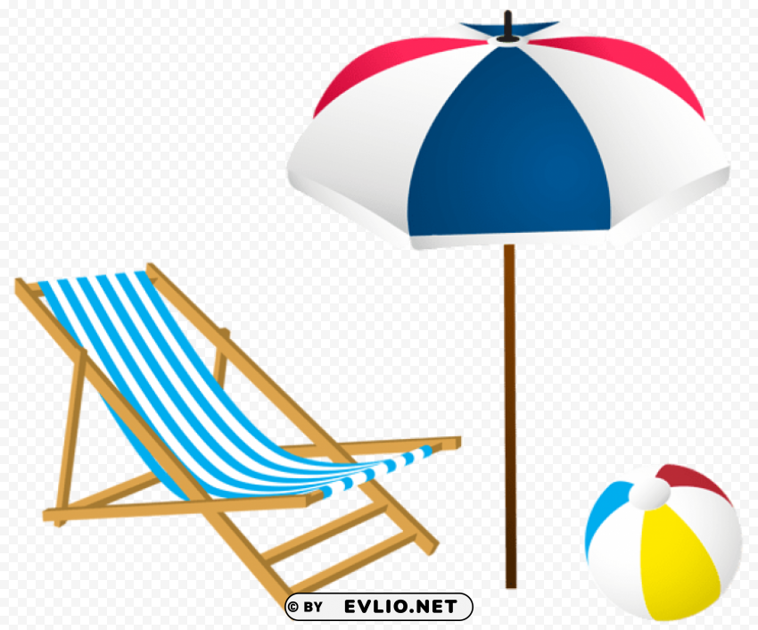 Beach Summer Set Clip-art PNG Images With Transparent Elements Pack