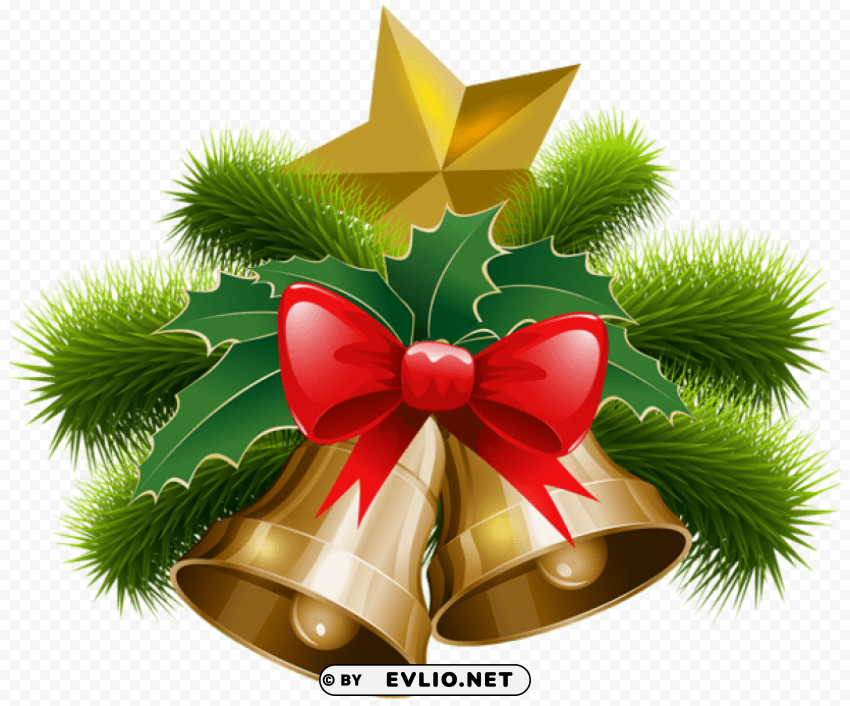 christmas bells and bow HighResolution Transparent PNG Isolated Item