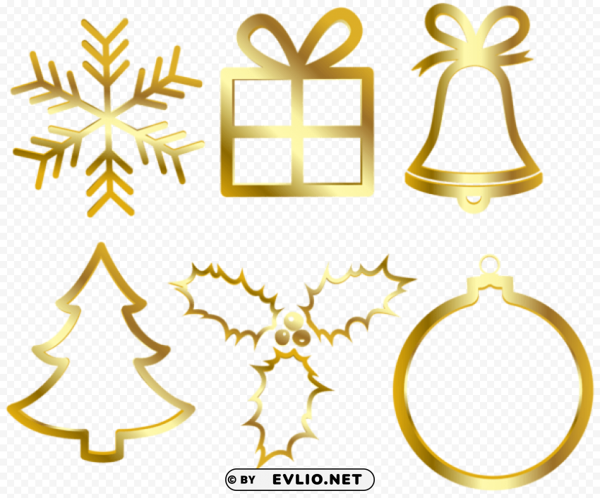 Christmas Gold Elements PNG Graphics With Transparency