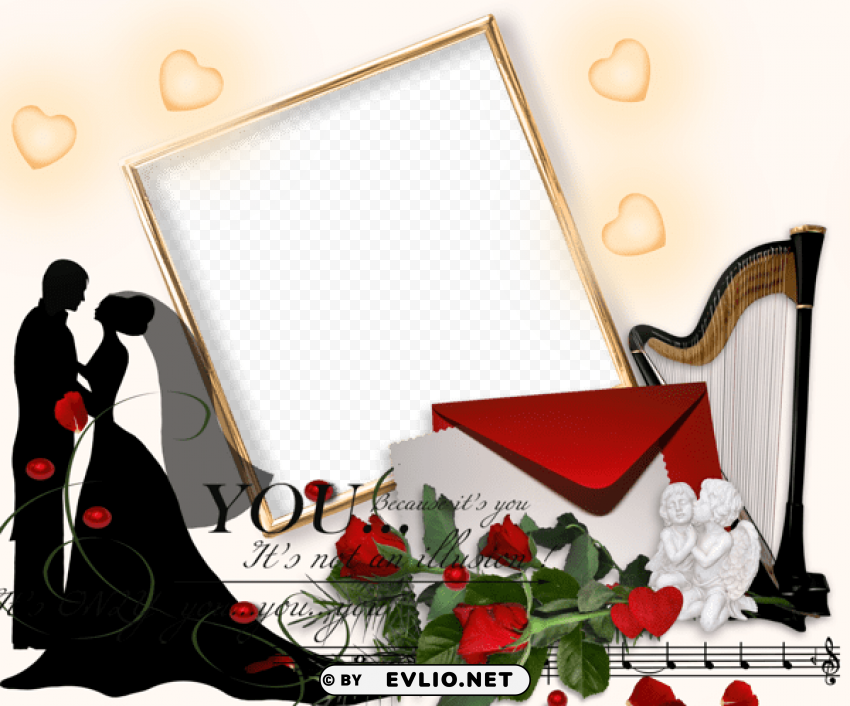 romantic weddingframe PNG Image with Transparent Isolated Graphic