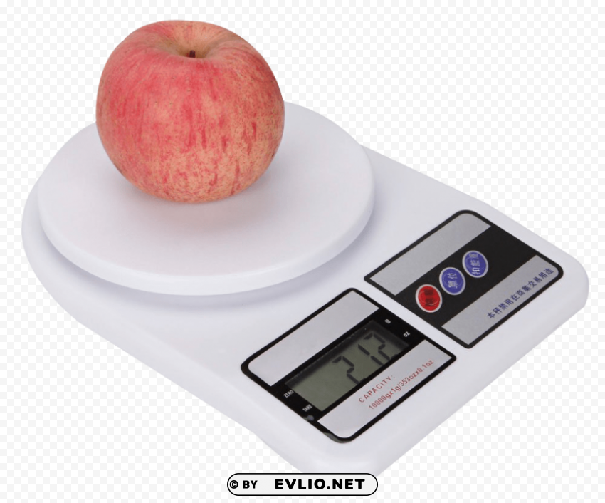 Weighing Scale with Apple PNG Image Isolated with Transparent Clarity