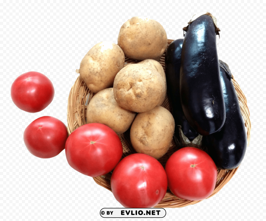 eggplant tomato potato PNG files with no background bundle