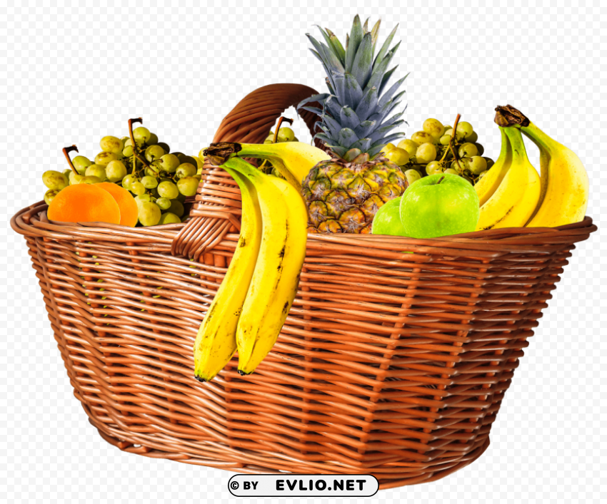 fruit basket PNG Image with Transparent Isolated Graphic