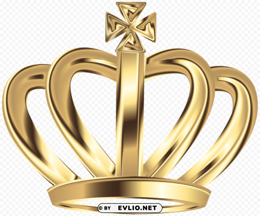 Gold Deco Crown HighResolution Isolated PNG With Transparency
