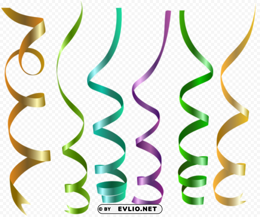curly ribbons transparent Clean Background Isolated PNG Design