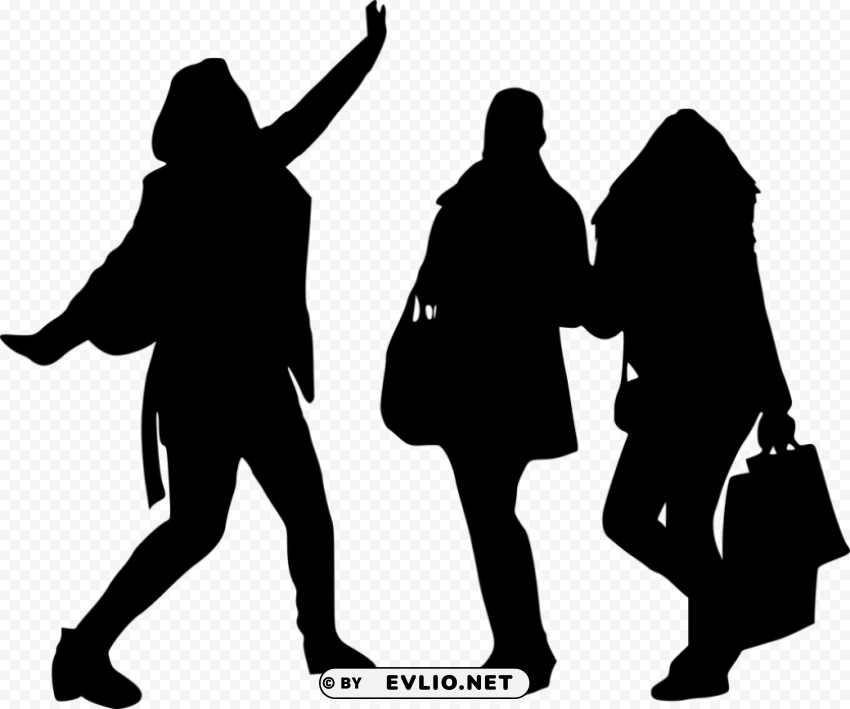 girl group hoto posing silhouette PNG Isolated Design Element with Clarity