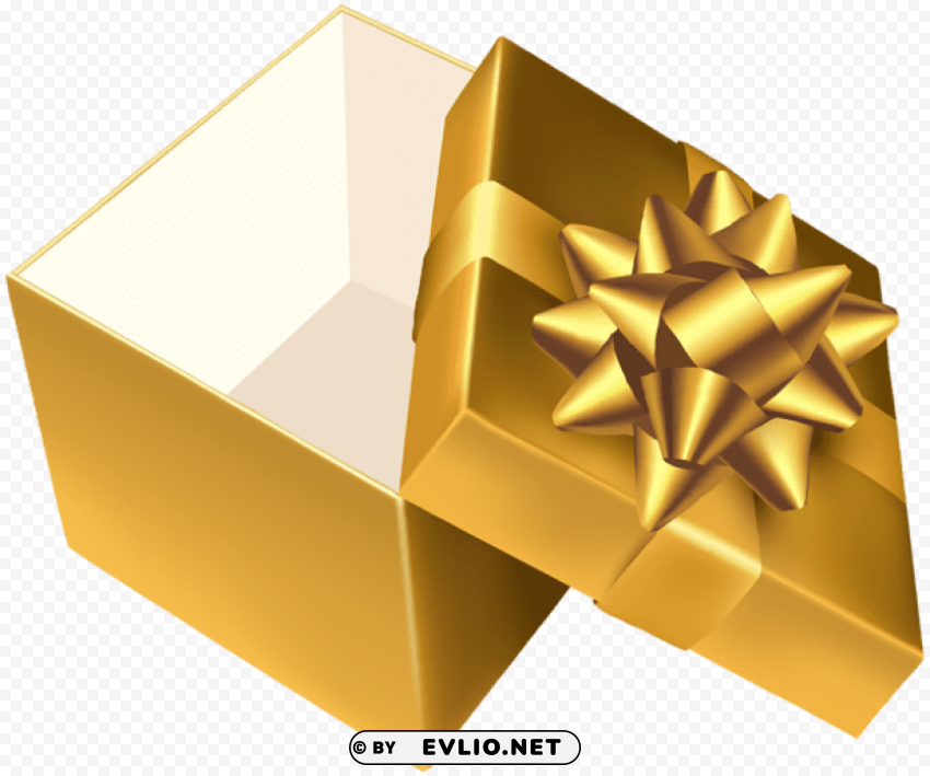 gold open gift box transparent PNG picture