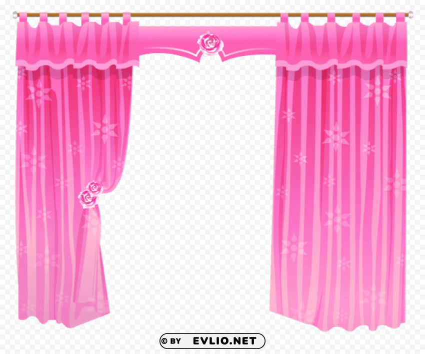 pink curtains PNG Graphic with Transparent Isolation