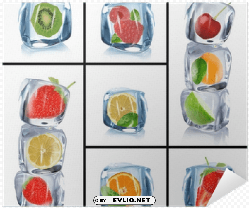 collection of ice cubes with frozen shower curtain PNG Image Isolated with Transparency