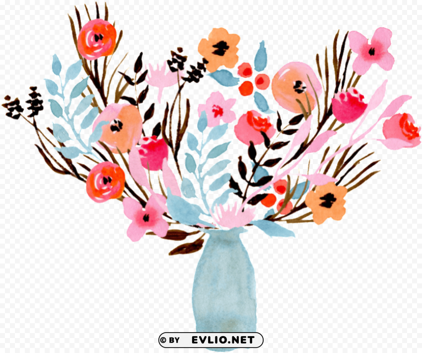flower vase water colour PNG graphics with clear alpha channel broad selection