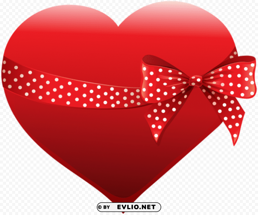 heart with bow Isolated Element with Transparent PNG Background