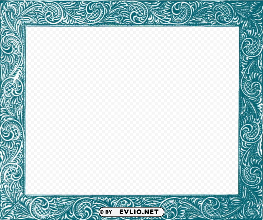 teal border frame Clear Background Isolation in PNG Format