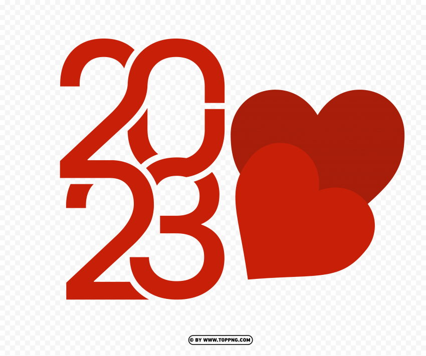 2023 happy valentines day design with hearts flat Isolated Graphic Element in Transparent PNG