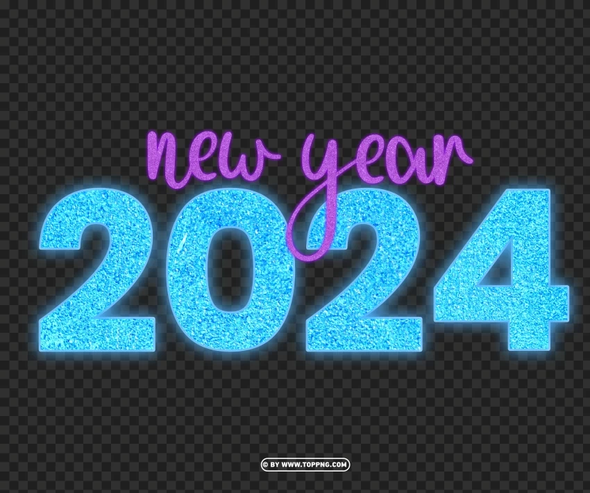 2024 cutout png happy new year neon style text free Isolated Artwork on Transparent Background