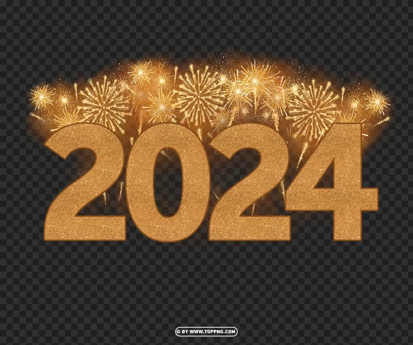 2024 gold firework for design HighResolution Transparent PNG Isolated Graphic