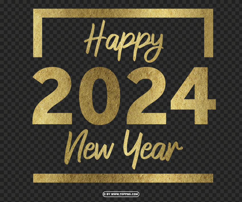 2024 gold happy new year design png Transparent image
